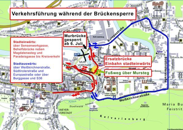 Verkehrsführung während der Brückensperre