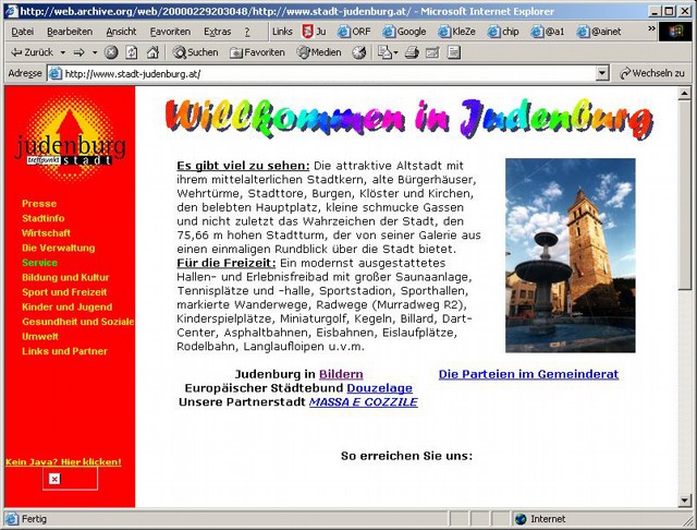 2000 - die Homepage wurde richtig bunt. 2000 - die Homepage wurde richtig bunt.