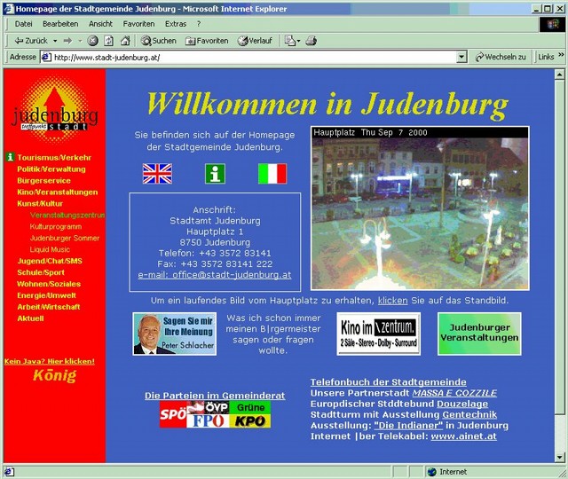 Die Webcam auf den Hauptplatz wurde auf die Startseite gelegt Die Webcam auf den Hauptplatz wurde auf die Startseite gelegt